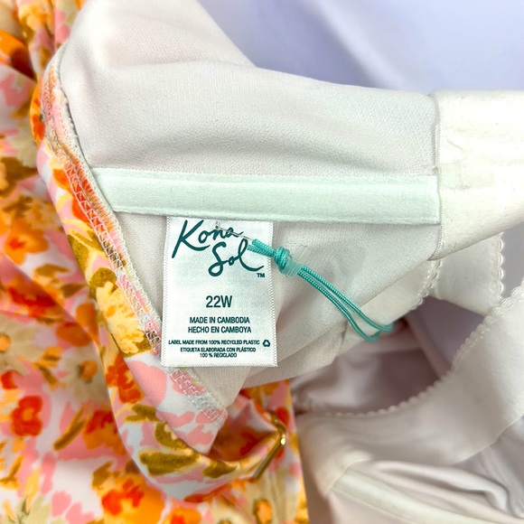 Kona Sol Floral Women's One Shoulder High Coverage One Piece Swimsuit 22W - Picture 12 of 12